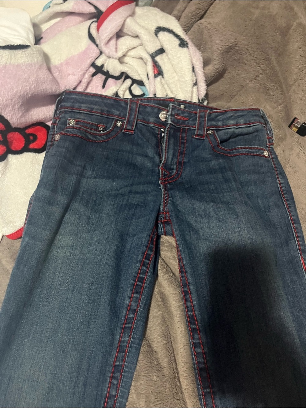 True Religion Bootcut Jeans with Red Contrast Stitching